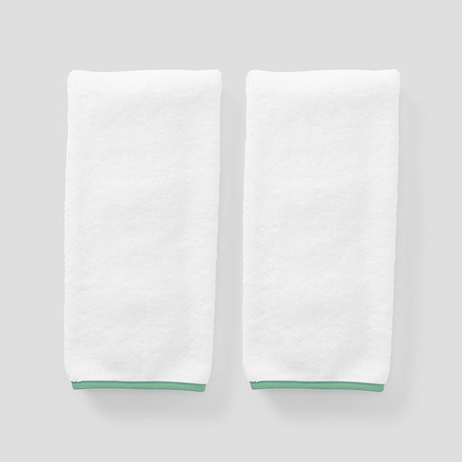 Weezie Signature Hand Towel, Green on White