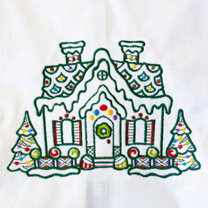 Gingerbread House Embroidered Dish Towel