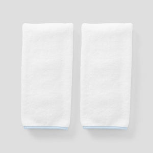 Weezie Signature Hand Towel, Light Blue on White