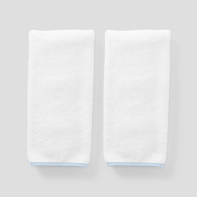 Weezie Signature Hand Towel, Light Blue on White