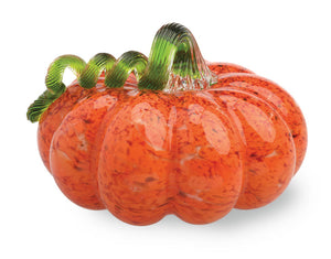 5.75" Glass Pumpkin Orange w/ Green Stem