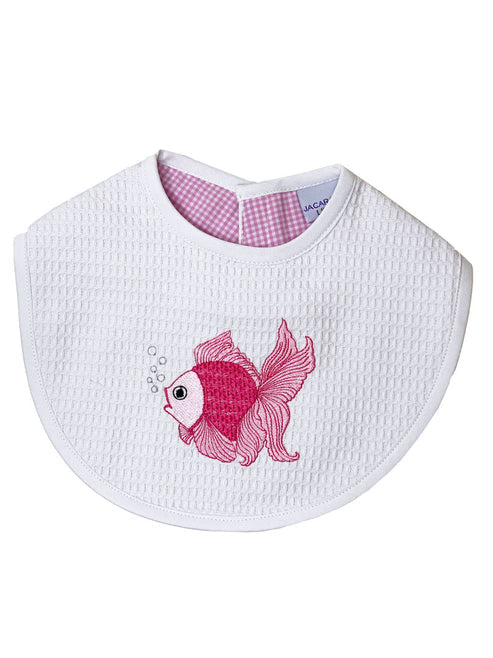 Waffle Bib, Fantail Fish Pink