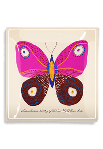 Pink Maldives Butterfly Decoupage Glass Tray