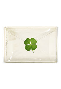 Pressed Clover French Envelope Decoupage Glass Tray