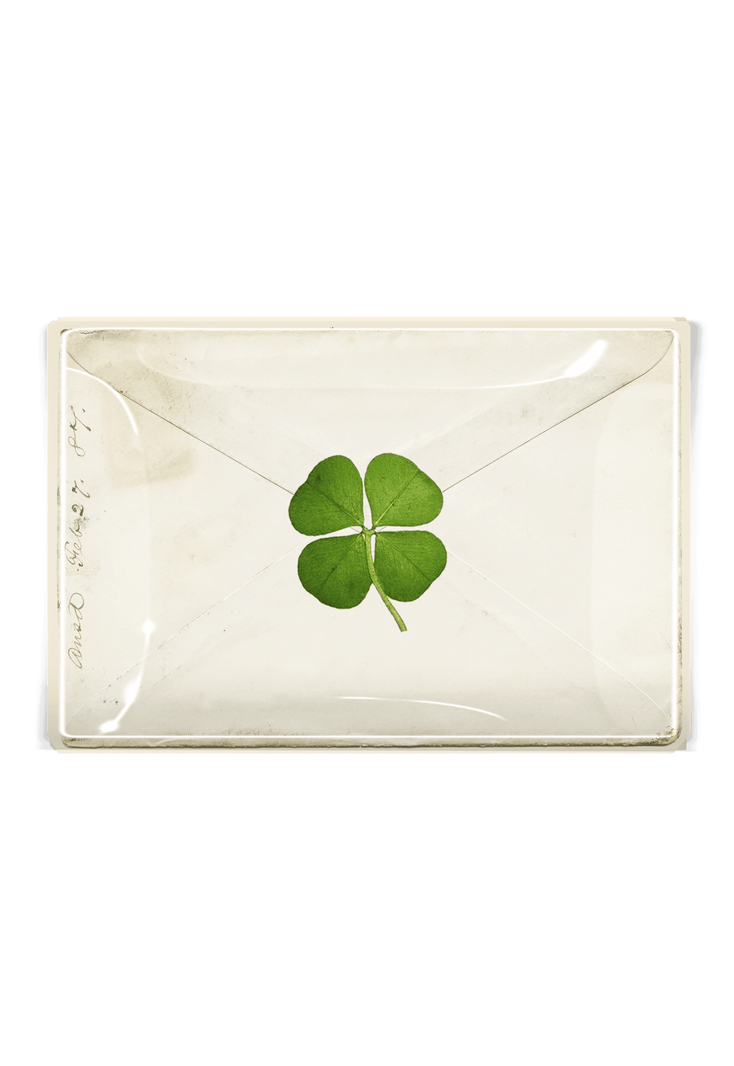 Pressed Clover French Envelope Decoupage Glass Tray