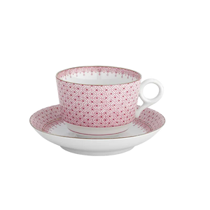 Mottahedeh Pink Lace Tea Cup & Saucer