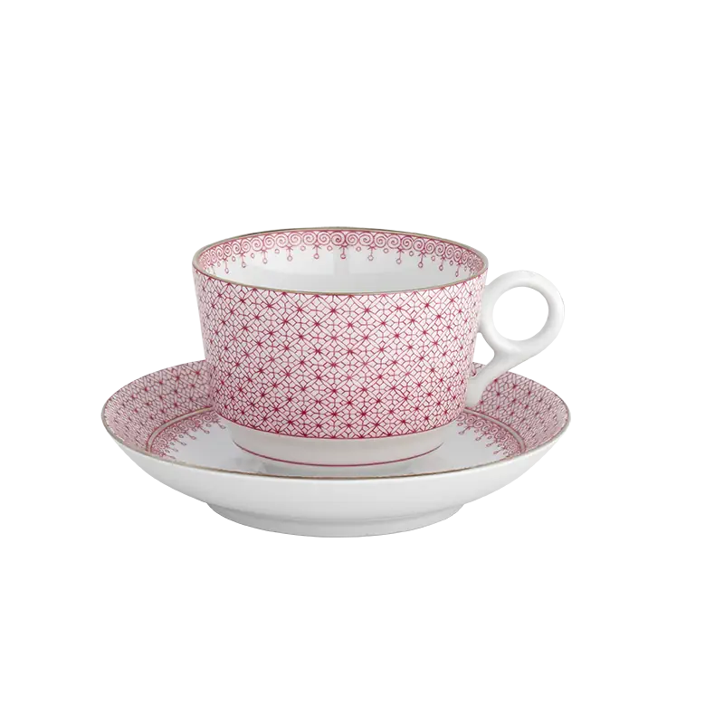 Mottahedeh Pink Lace Tea Cup & Saucer