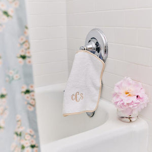 Weezie Signature Washcloths, Sand on White