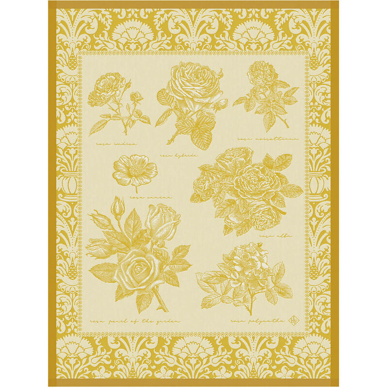 Le Jacquard Tea Towel Jardin Des Roses Yellow