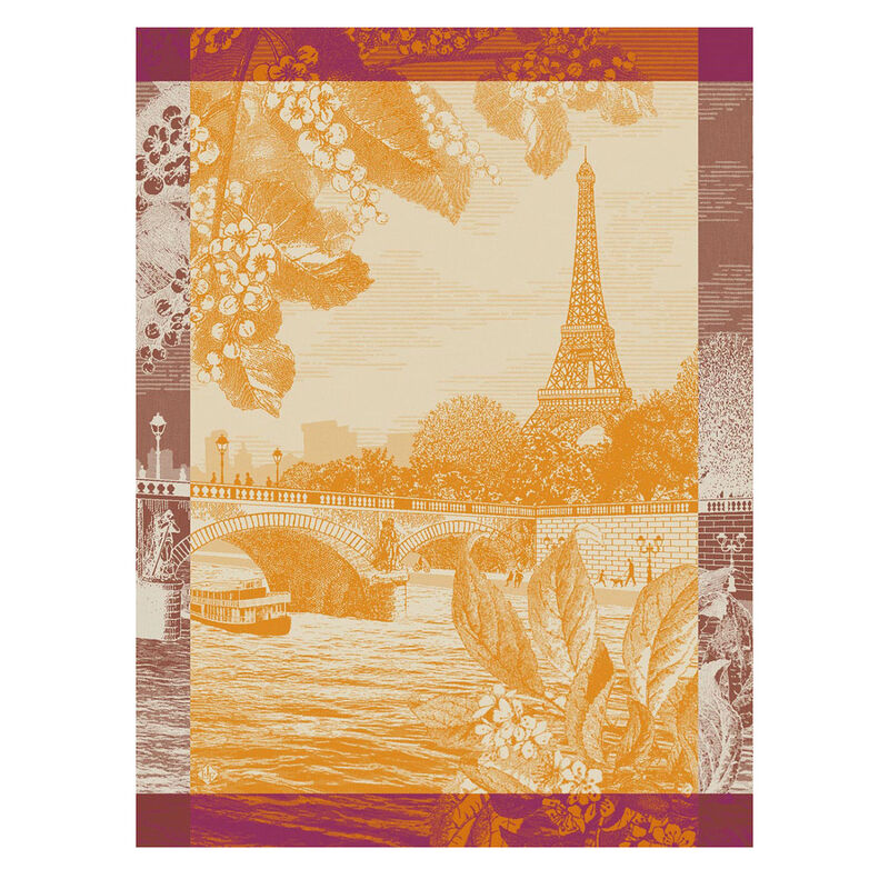 Le Jacquard Tea Towel Paris Sur Seine Orange