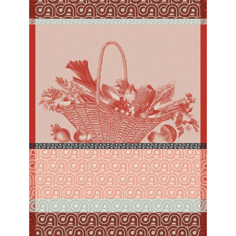 Le Jacquard Tea Towel Potager D'Hiver Red