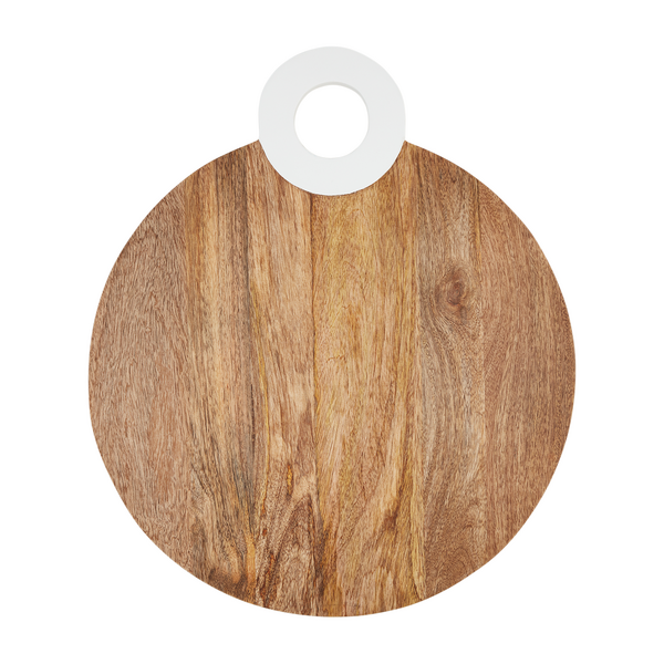 White Lacquer Handle Round Board