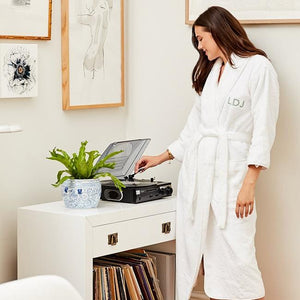 Weezie Women’s Long Signature Robe, White on White