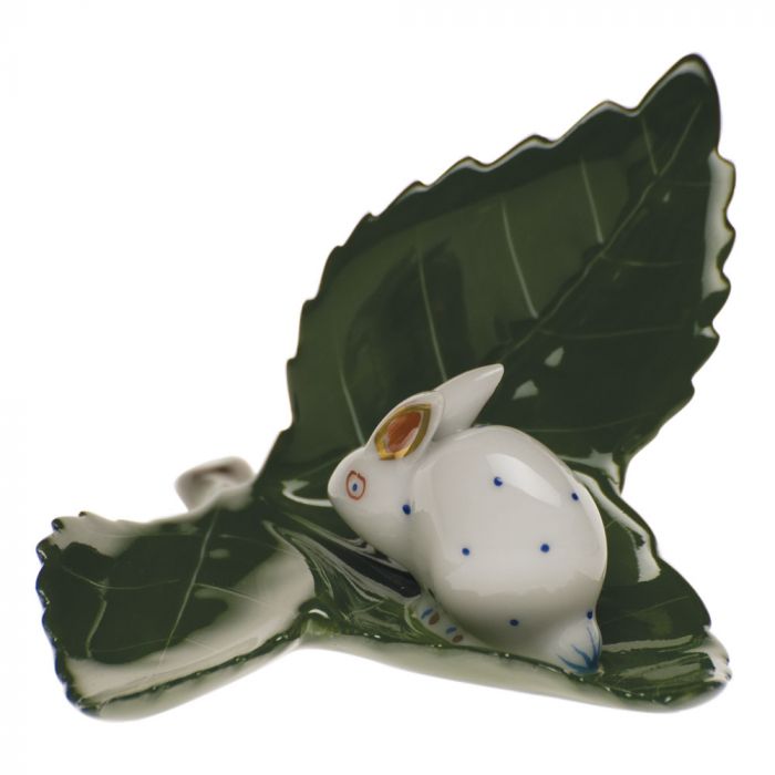 Herend Rabbit on Leaf Placecard Holder