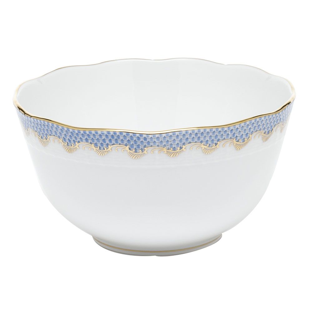 Herend Fish Scale Round Bowl, Light Blue