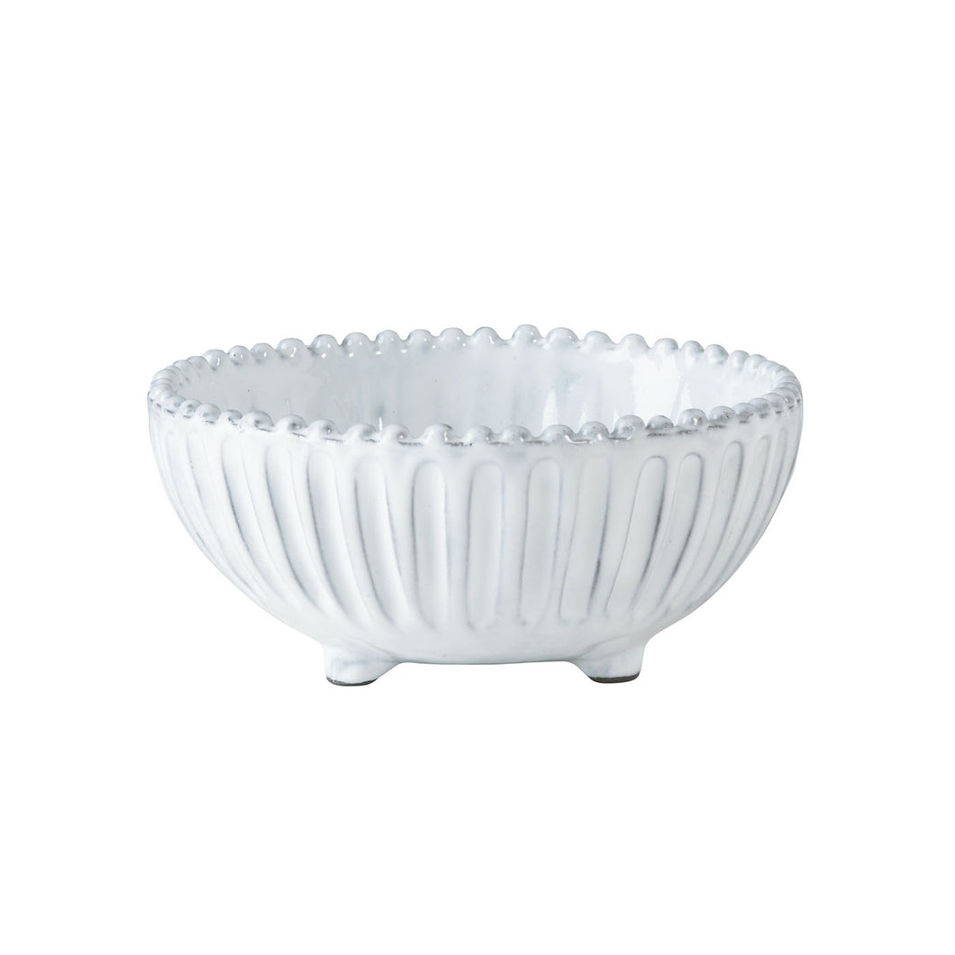 Vietri Incanto Stone White Stripe Footed Bowl