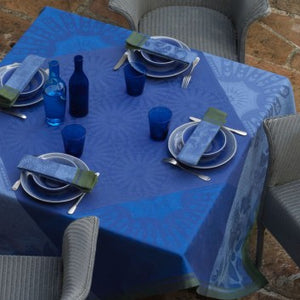 Le Jacquard Francais Jardin d'Orient Blue Tablecloth, 69x69"
