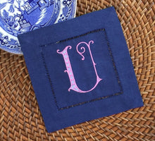 Load image into Gallery viewer, Set of 6 Monogrammed Cocktail Napkins
