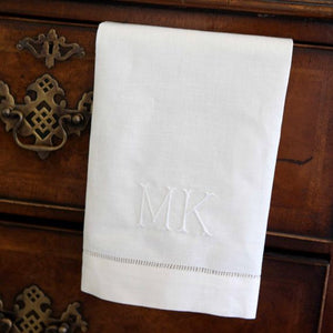 Monogrammed White Hemstitch Guest Towel