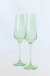 Estelle Champagne Flute, Set of 2 Mint Green