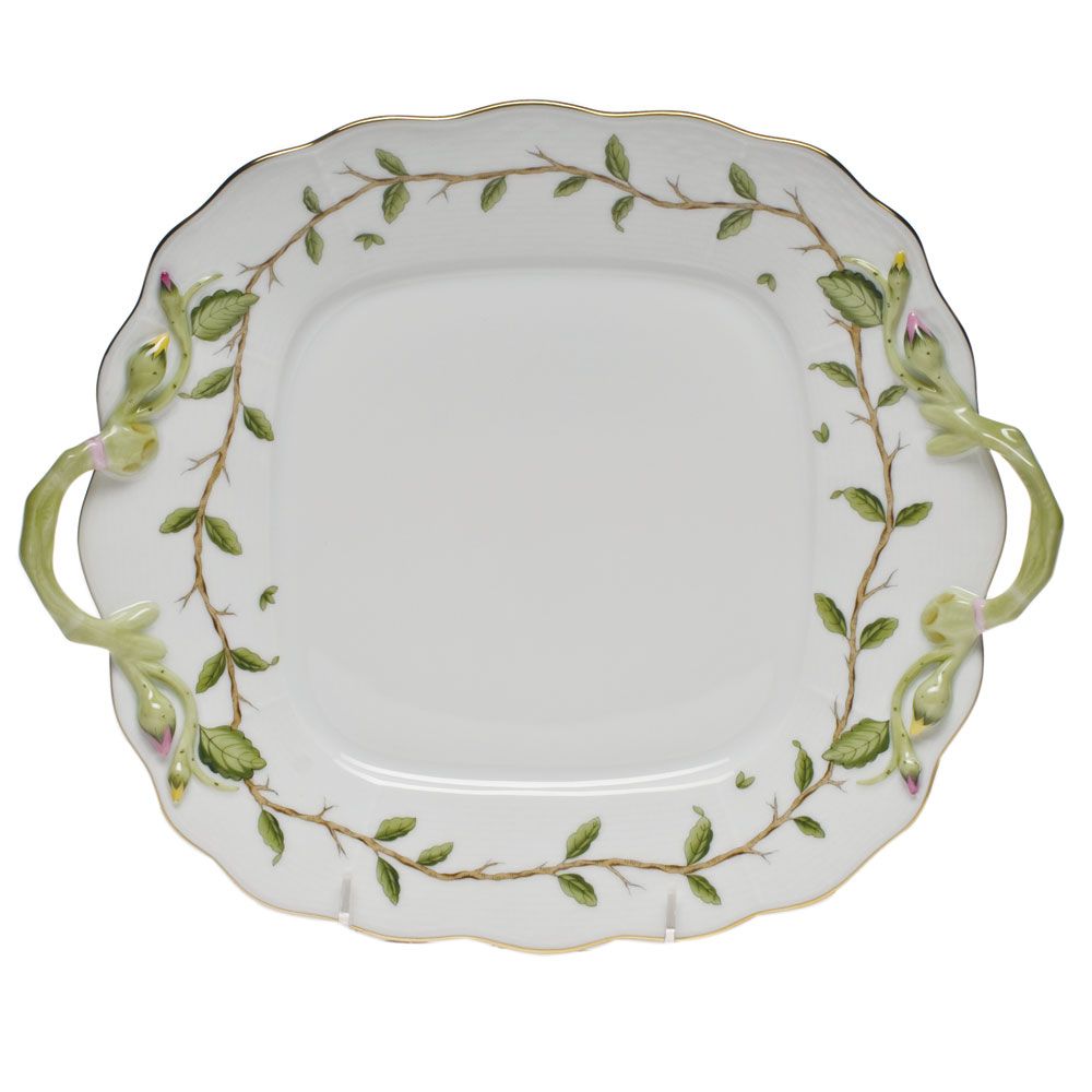 Herend Rothchild Garden Square Cake Plate with Handles