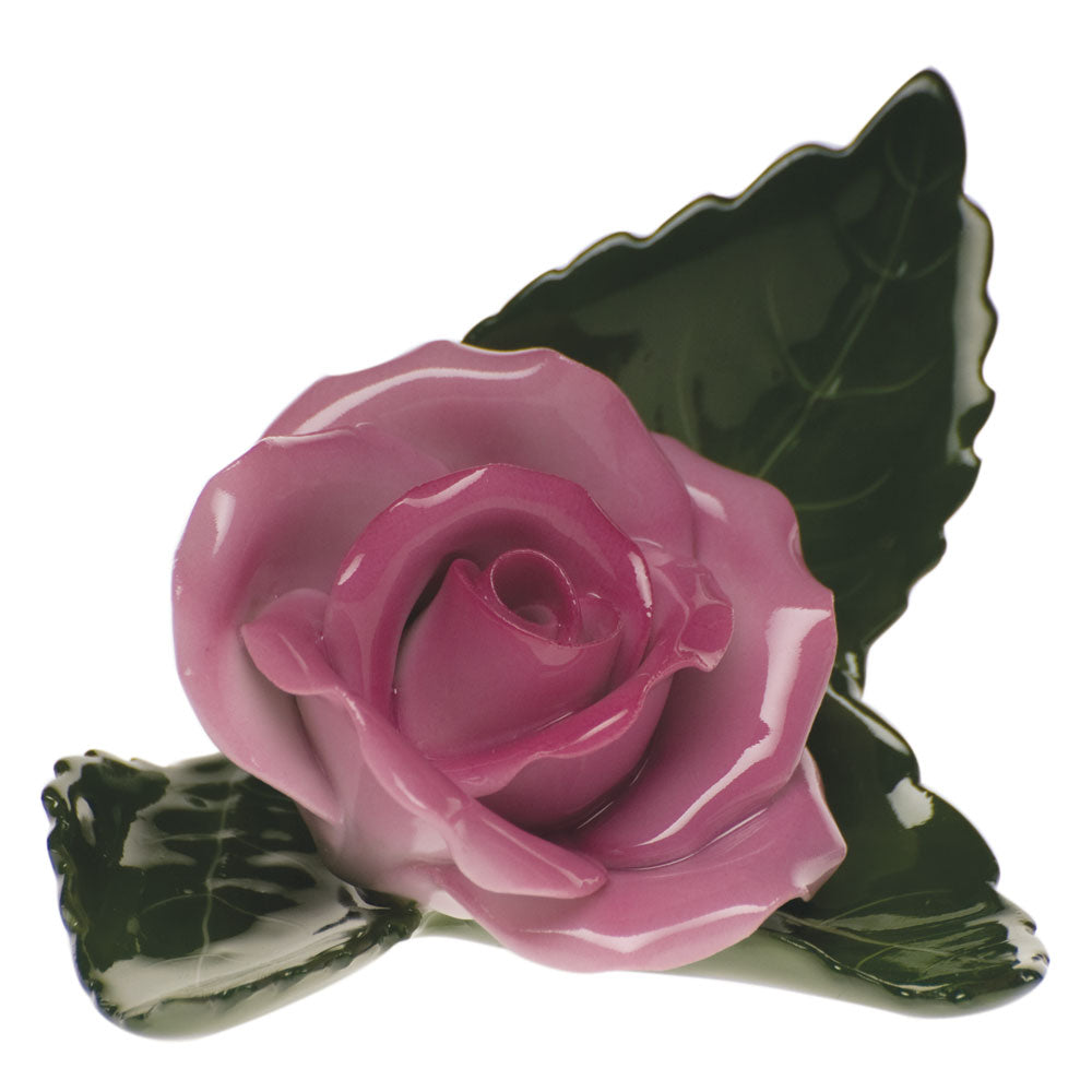 Herend Rose on Leaf Placecard Holder, Pink