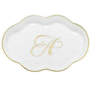 Herend Scalloped Tray with Monogram