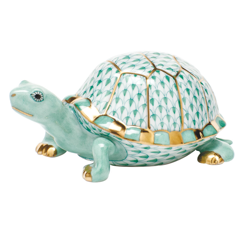 Herend Small Box Turtle, Green