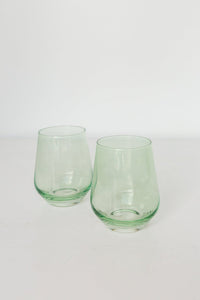 Estelle Stemless Wine, Set of 2 Mint Green