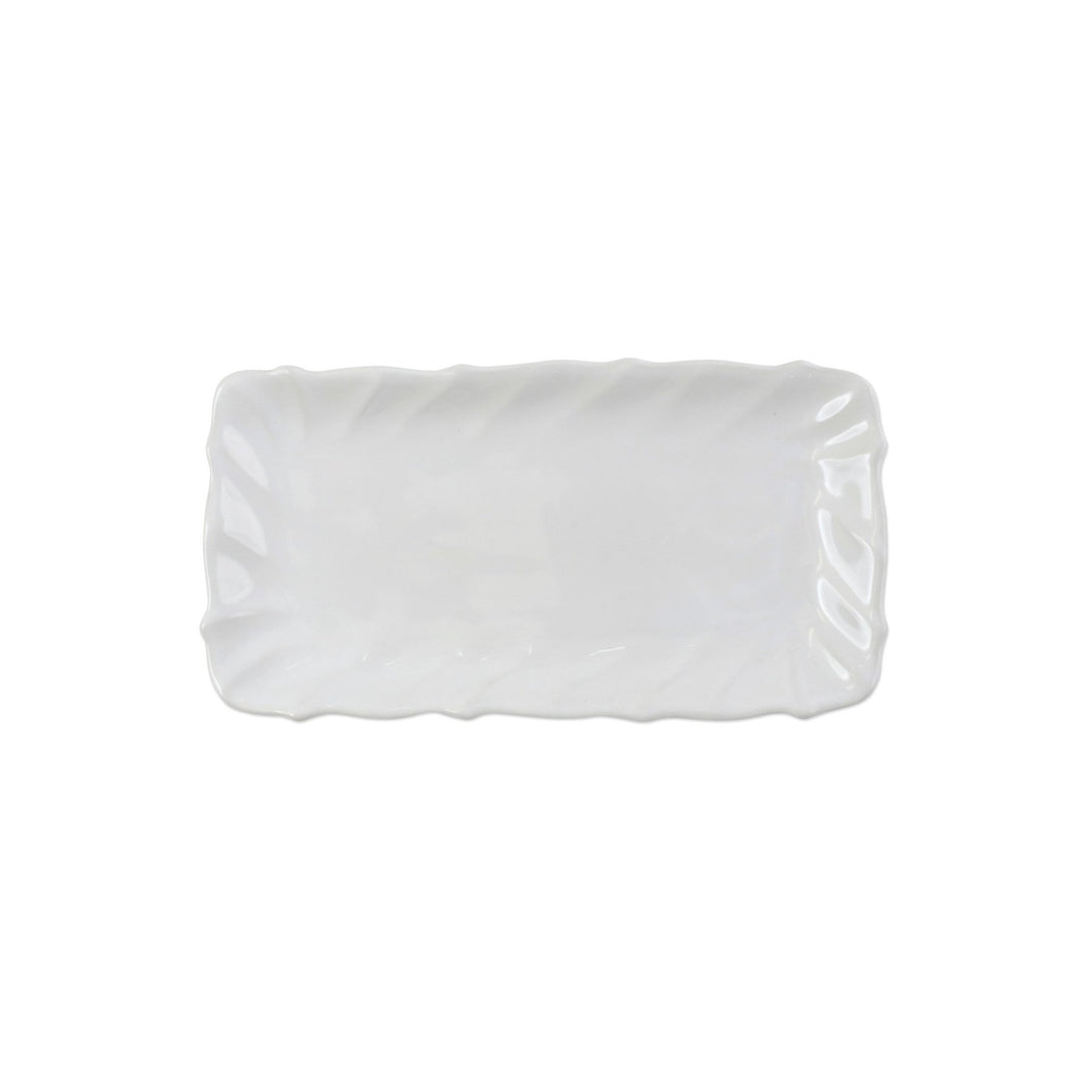 Vietri Incanto Stone Rectangular Platter White Ruffle
