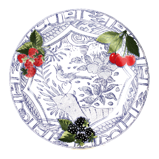 Gien Dinner Plate Oiseau Bleu with Fruits